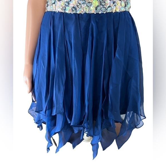 SHERRI Hill Strapless Front Corset Sequins HCO Royal Blue Dress - Picture 7 of 10